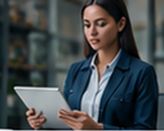 Health and safety auditor using a tablet